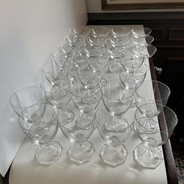 Crystal Yale Champagne, Red Wine and White Wine Glasses from Val Saint Lambert, 1970s, Set of 27 For Sale - Image 11 of 14