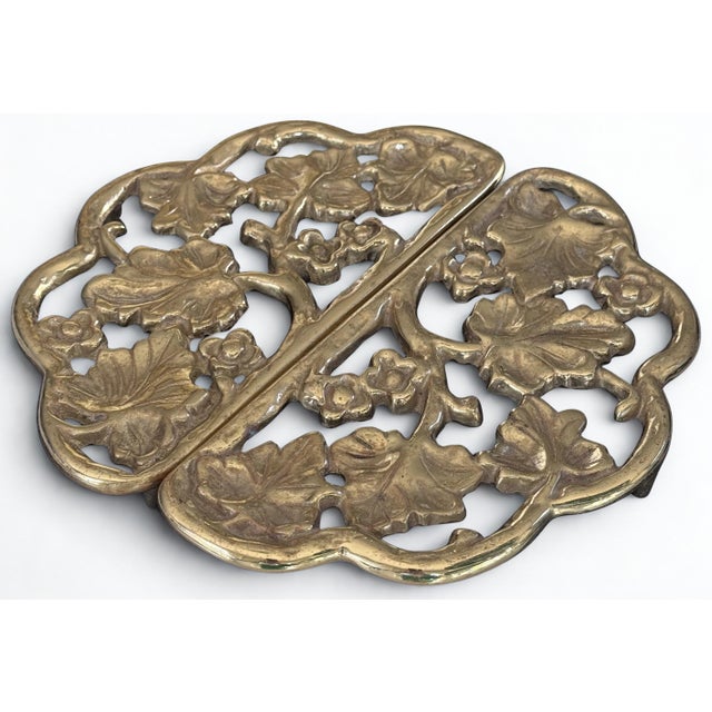 Mid 20th Century Harvin Metal Crafters Solid Brass Trivets - A Pair For Sale - Image 10 of 14