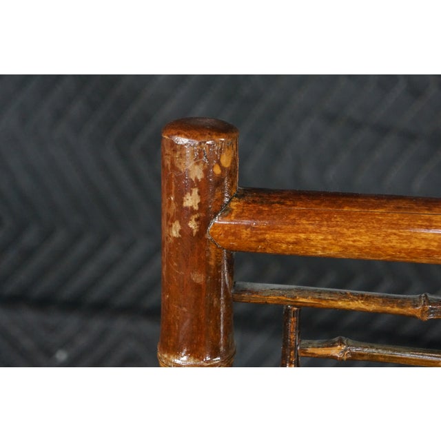 Wood Antique English Victorian Bamboo & Rattan Mirrored Etagere Shelf Stand Boho Chic For Sale - Image 7 of 18