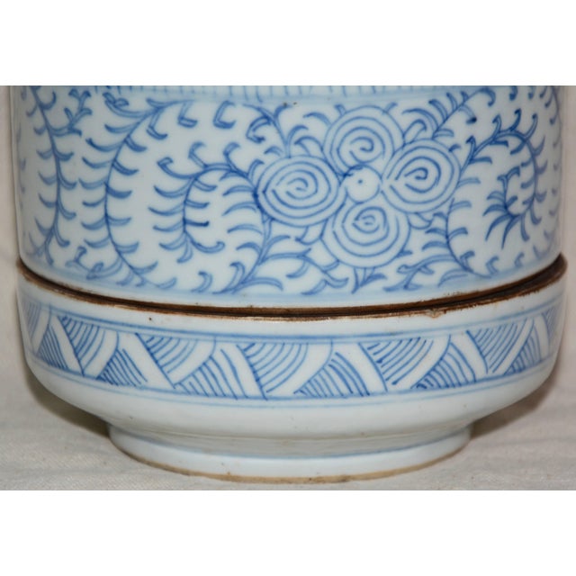 Early 1900s Blue and White Asian Pierced Ceramic Incense Burner For Sale - Image 9 of 13