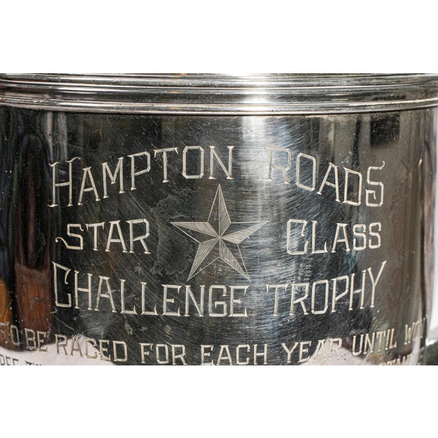Art Deco Huge Bright Antique Silverplate Double Handle Trophy Cup Award Hampton Roads Virginia For Sale - Image 3 of 13