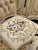 French-Style Off-White Velvet Chair – Tufted Back, Floral Seat & Carved White Frame For Sale - Image 4 of 4