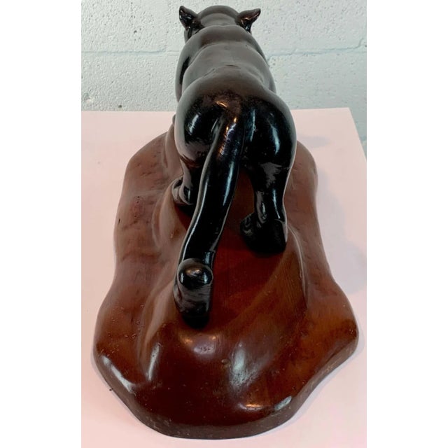Mid 20th Century French Modern Carved Wood Sculpture of Black Panther/ Jaguar For Sale - Image 10 of 13