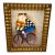 Vintage Palm Beach Regency Grandmillennial J. Roybal "Puffy People" Bicycle Oil Painting in Gilt Frame For Sale