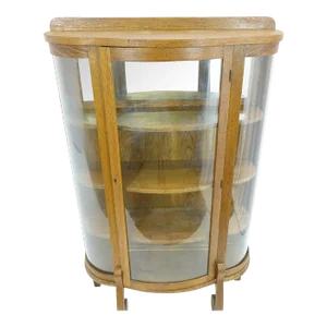 Early 20th Century French Curio Cabinet With Curved Glass