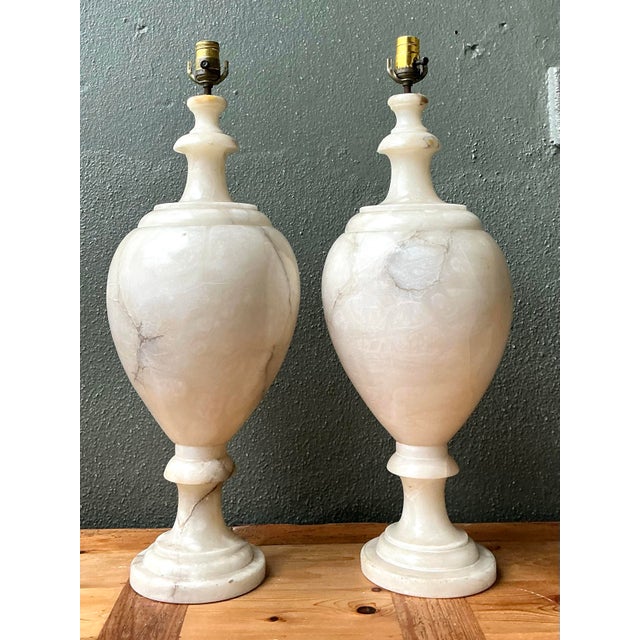 Vintage Alabaster Urn Form Lamps - a Pair For Sale - Image 12 of 12