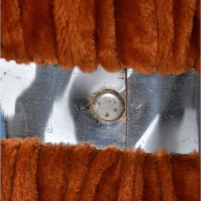 Pair of 1970s Burnt Orange Draped Round Side Tables With Mirror Glass Tops For Sale - Image 9 of 9