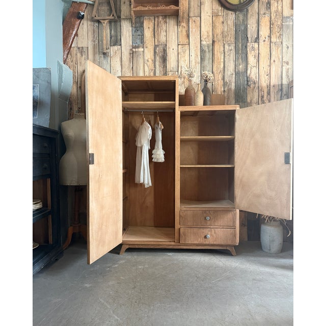 Vintage Art Deco Oak Wardrobe, 1930s For Sale - Image 3 of 18