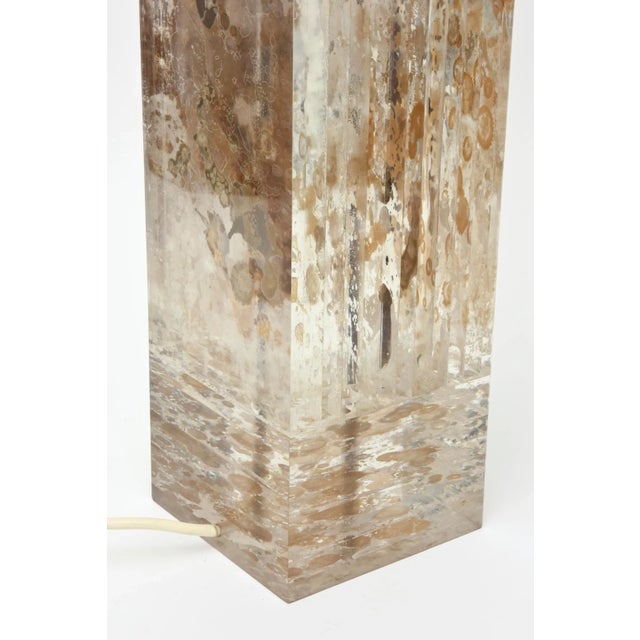 Metal Vintage Lucite Copper and Gold Leaf Embedded Column Table and Desk Lamp by Romeo Paris French For Sale - Image 7 of 11