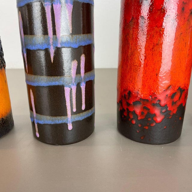 Vintage Fat Lava Pottery Vases attributed to Scheurich, Germany, 1970s, Set of 4 For Sale - Image 11 of 18
