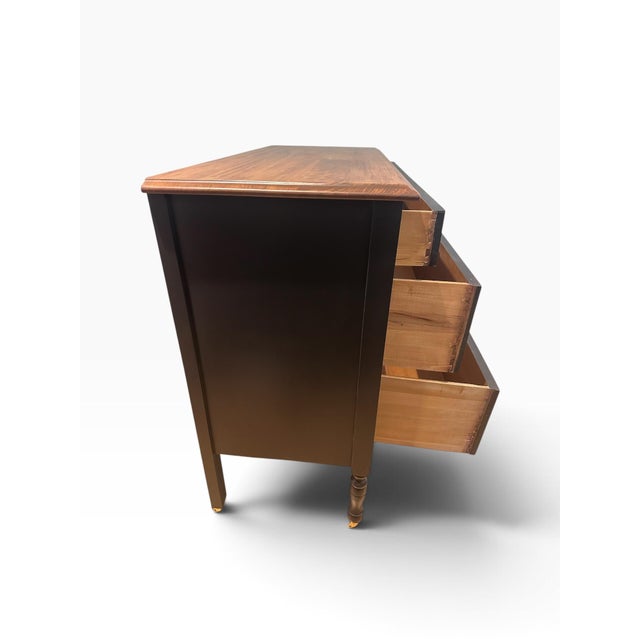 Restored 19th-Century American Empire Revival 3-Drawer Chest in Carbon Black & Walnut For Sale In Saint Louis - Image 6 of 12