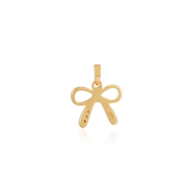 Solid 14k Gold Bow Pendant With Pink Sapphires For Sale In New York - Image 6 of 10