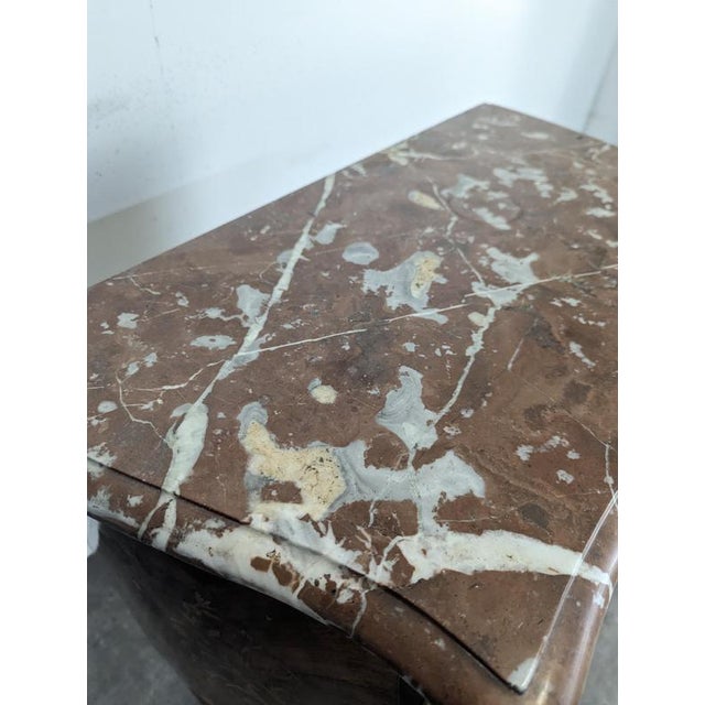Small Louis XV Style Commode with Marquetry and Red Marble Top For Sale - Image 10 of 11