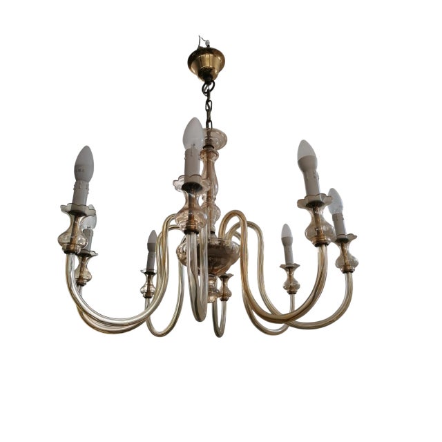 1960s Eight-Light Murano Glass Chandelier, 1960s For Sale - Image 5 of 5