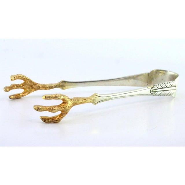 Silver Ice Tongs in the Shape of Bird Claws, in Good conditions. Designed 1920 to 1949