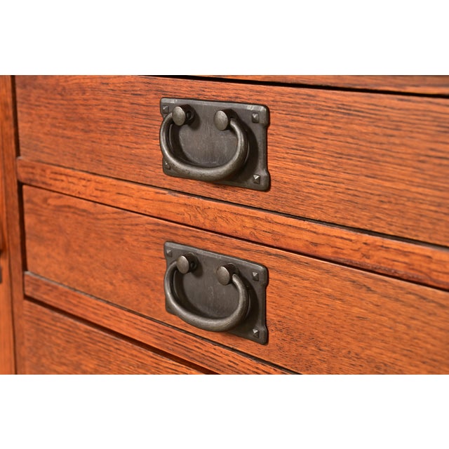 Wood Stickley Style Mission Oak Arts & Crafts Sideboard or Bar Cabinet For Sale - Image 7 of 15