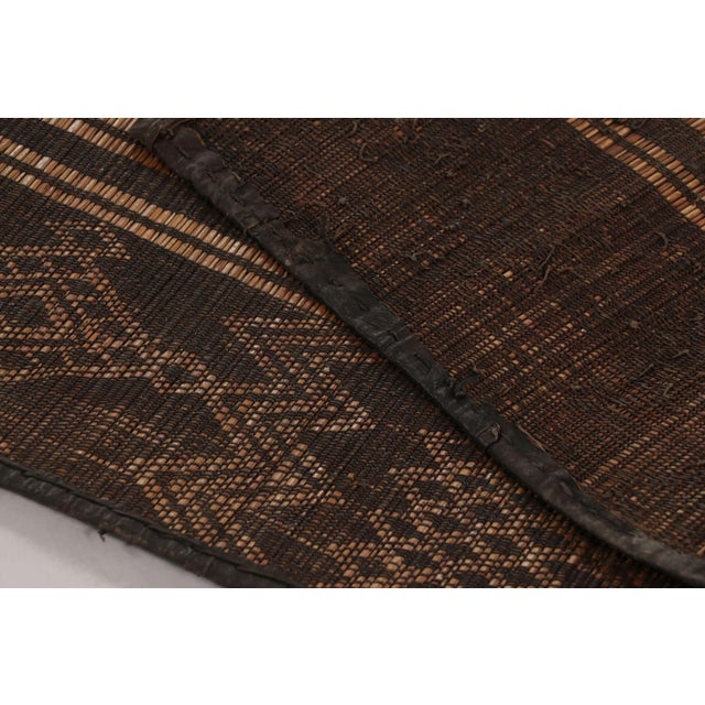 Brown Vintage Tuareg Mat, Bold Geometric Stripes in Beige-Brown - Rug & Kilim For Sale - Image 8 of 8