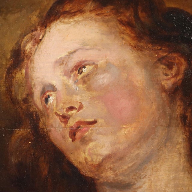 Follower of Van Dyck, Female Face, Late 1700s, Oil Painting on Panel, Framed For Sale - Image 4 of 11