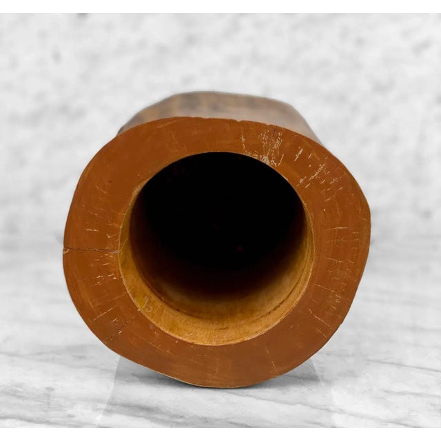 Vintage Boho Organic Natural Mango Wood Pillar Vase For Sale - Image 4 of 8