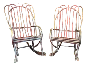 Adirondack Style Twig Rocking Chairs -a Pair