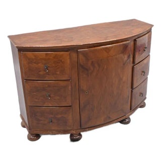 Vintage Bow Front Demilune Credenza, Key Included For Sale