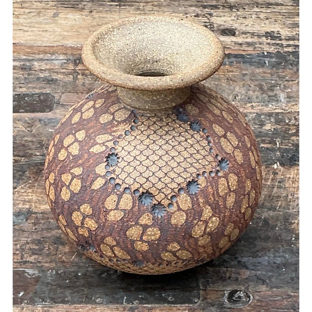 Ceramic Vintage Original Studio Pottery Snakeskin Vase For Sale - Image 7 of 12