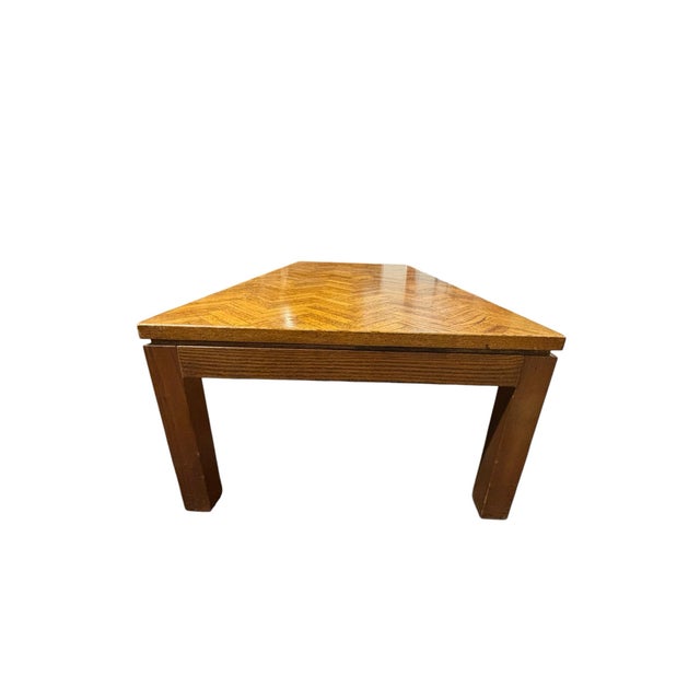 Wood Mid-Century Modern Oak Parquet Coffee Table With Herringbone Top For Sale - Image 7 of 10