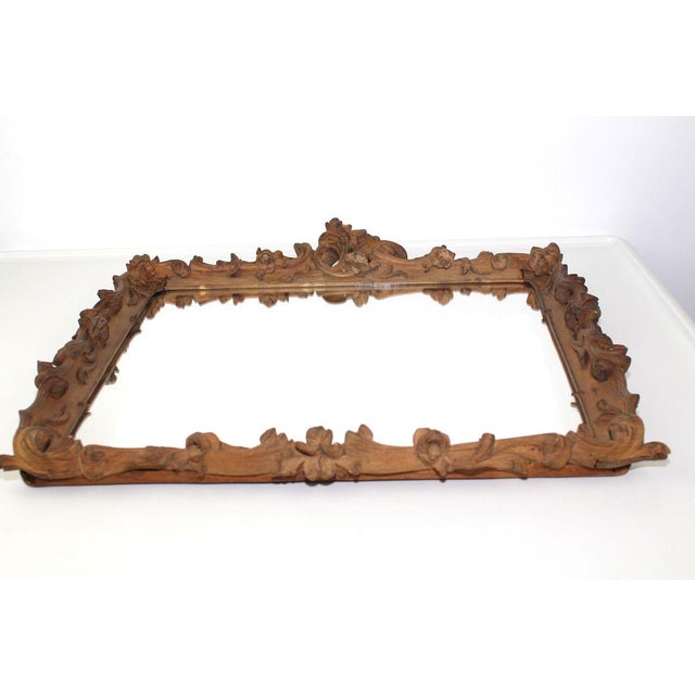 Brown Carved Wooden Frame with Mirror, 1880s For Sale - Image 8 of 17