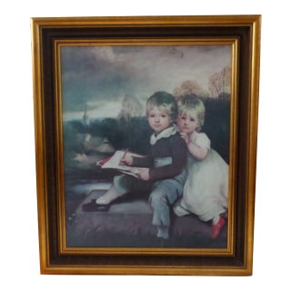 Late 20th Century Grand Tour Style Figurative Painting of Children, Framed For Sale