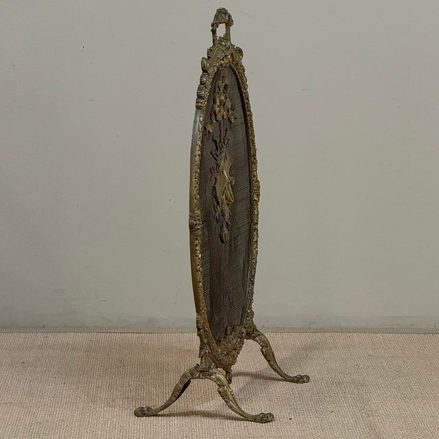 19th Century French Louis XVI Bronze Oval Firescreen For Sale - Image 17 of 18