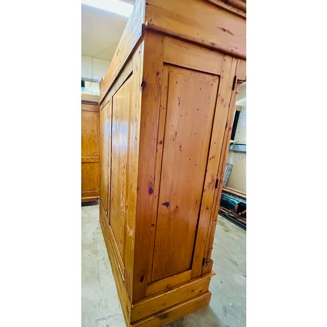 Wood Antique 19th Century Rustic Wormwood Pine Armoire For Sale - Image 7 of 12