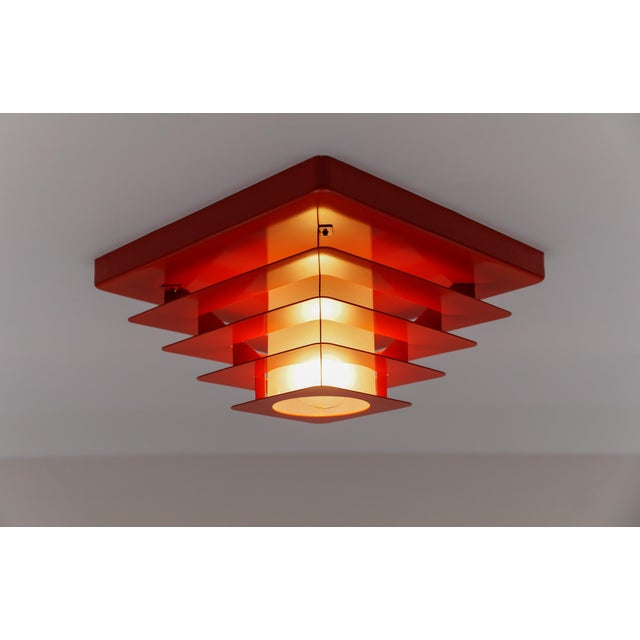Mid-Century Modern Space Age Lamp in Pyramid Shape in Metal and Glass, 1960s For Sale - Image 3 of 11