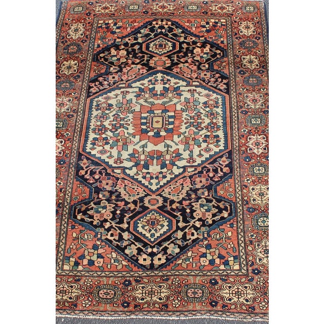 Late 19th Century Persian Sarouk Faraghan Small Rug With Medallion Design Antique 3'6"x4'9" For Sale - Image 5 of 10