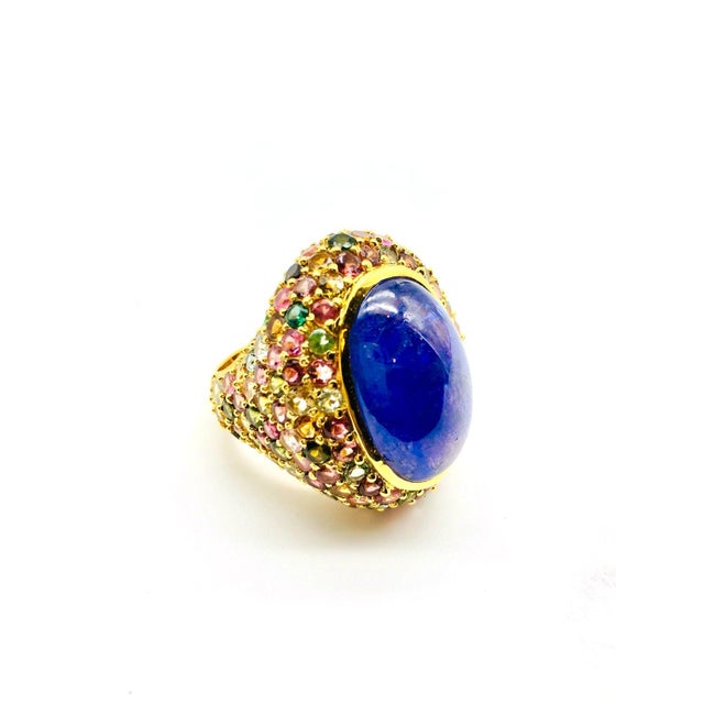 Bochic "Orient" Vintage Sapphire & Multi Gem Ring Set In 18K Yellow Gold & Silver For Sale - Image 12 of 18