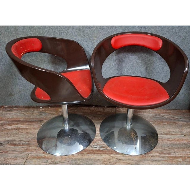 Metal Vintage Swivel Armchairs, 1970s For Sale - Image 7 of 9