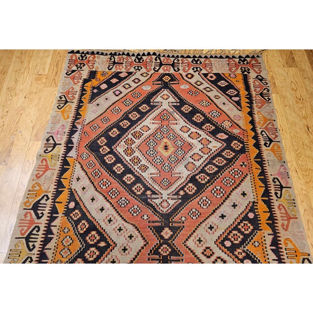 Vintage Turkish Kilim Wide Runner, Handwoven Wool, Medallion Pattern, 6x13 For Sale - Image 9 of 16