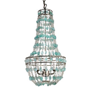 Arteriors Aqua Faux Rock Crystal Chandelier For Sale
