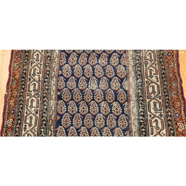 Navy Blue Antique Persian Malayer Rug, Hand-Knotted Wool, Paisley Pattern, 4x6, Navy & Ivory For Sale - Image 8 of 14