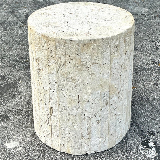 Vintage Coastal Coquina Strip Pedestal For Sale - Image 4 of 8