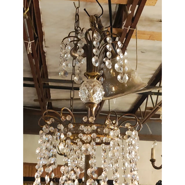 French 19th Century French Napoleon III Empire Crystal Basket Chandelier For Sale - Image 3 of 4