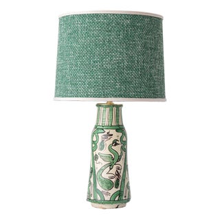 Mid-Century Spanish Revival Punter Green and Black Ceramic Table Lamp by Punter, 1970s For Sale