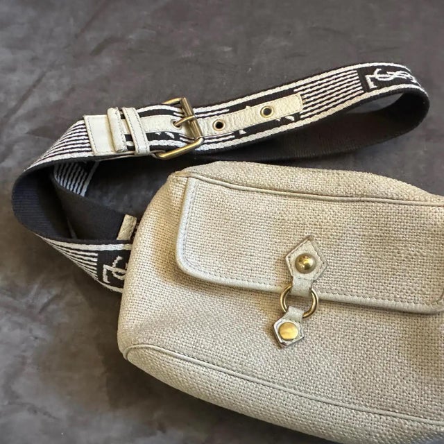 1990s Vintage Fabric and Leather Logo Pouch by Yves Saint Laurent For Sale - Image 14 of 16