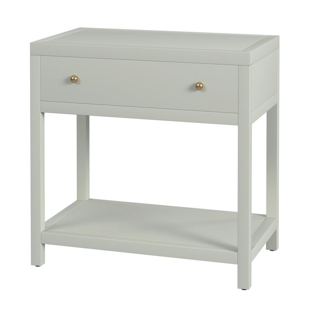 Green Nora 30 in. W Rectangular Wood 1 Drawer Wide Nightstand with Lower Open Shelf, Sage Green For Sale - Image 8 of 8