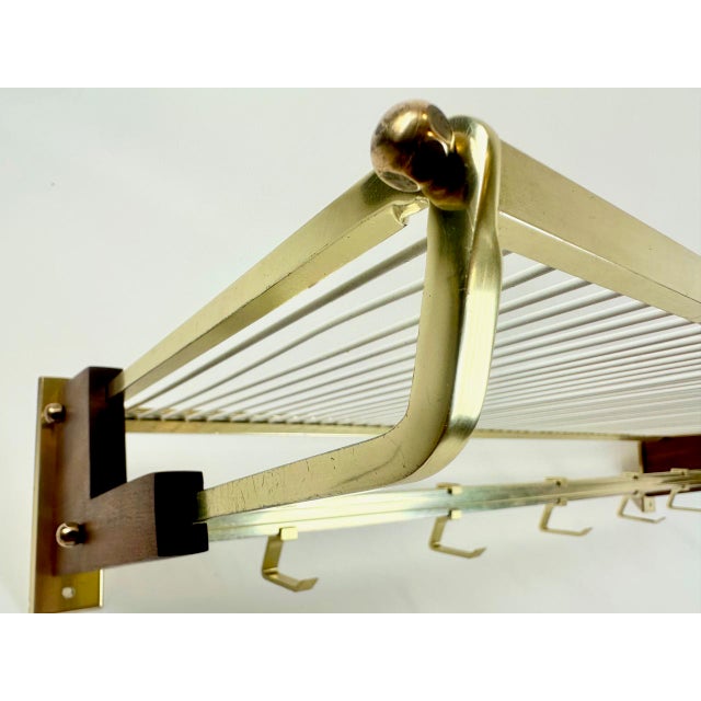 Mid-Century Teak and Brass Plated Coat Rack, 1960s For Sale - Image 4 of 17