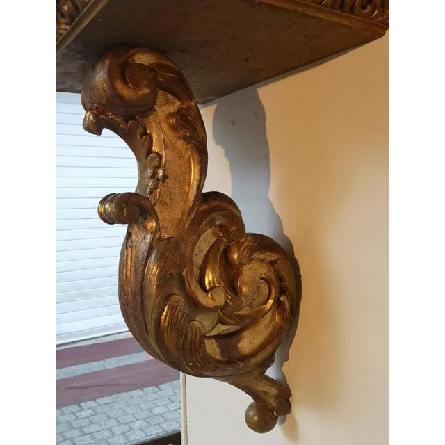 Large Baroque Giltwood Wall Brackets Shelf, Set of 2 For Sale - Image 5 of 8