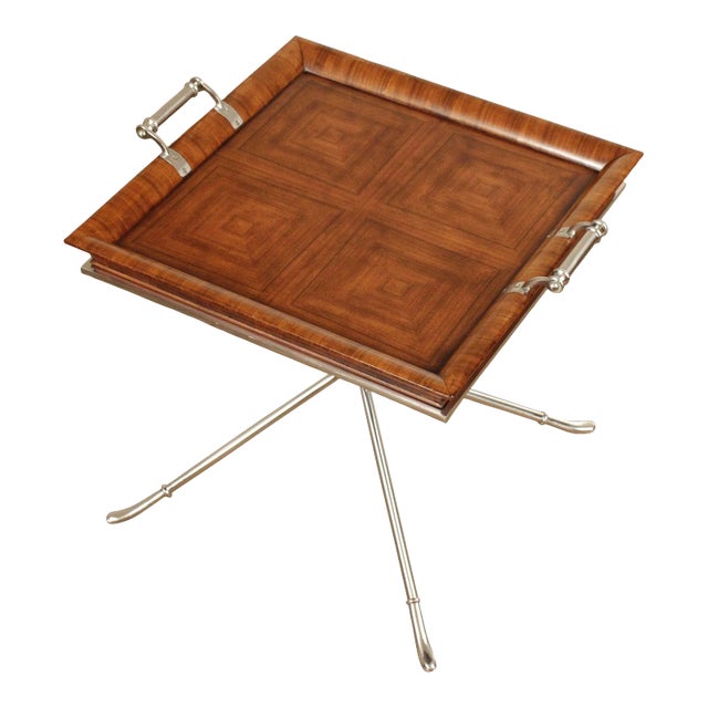 Early 21st Century Theodore Alexander Modern Parquetry Tray Table For Sale