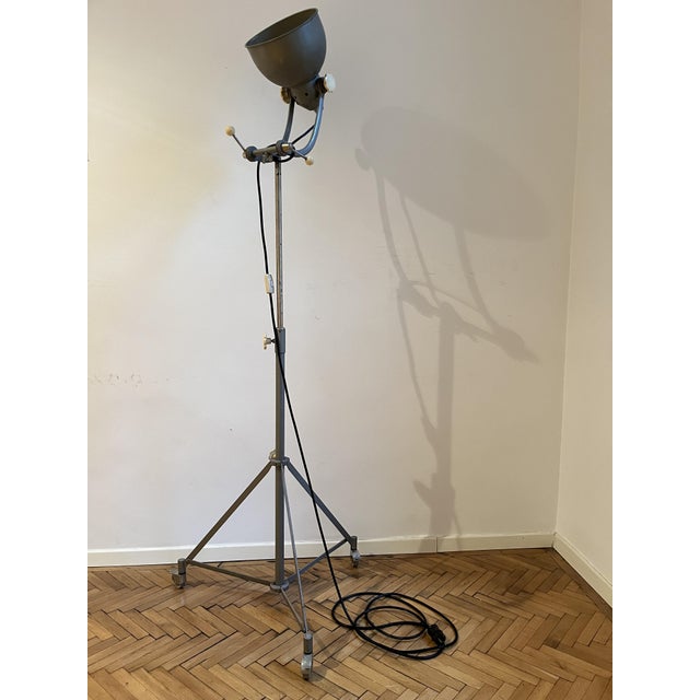 Vintage Industrial Floor Lamp on Tripod Base from Bundeswehr, 1960s For Sale - Image 14 of 14