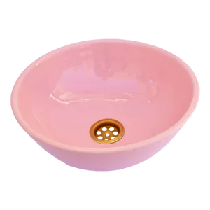 Pink Ceramic Countertop Vessel Sink