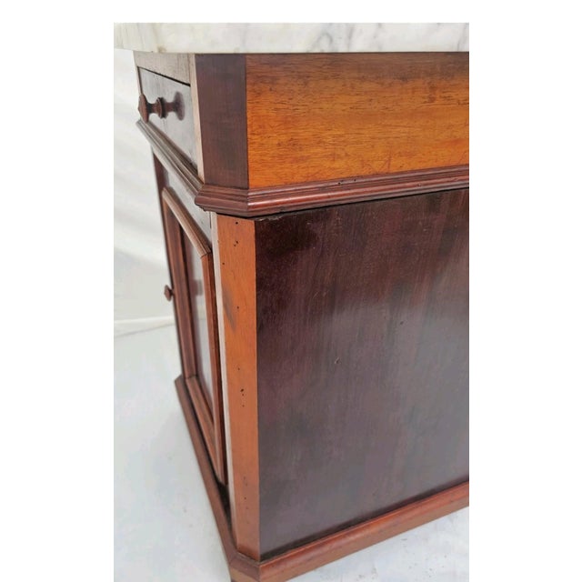 Antique 1890s Marble Top Nightstand Mahogany Victorian Cabinet Stand For Sale - Image 13 of 18