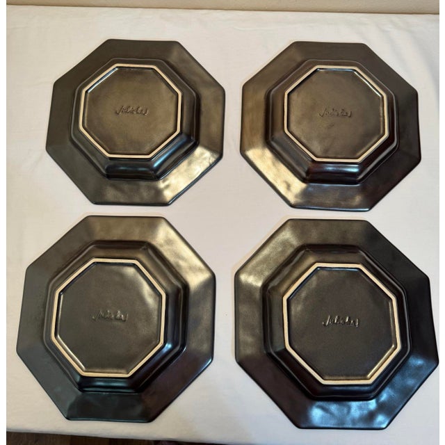 Set of 4 Juliska Stoneware Pewter 10” Octagonal Soup/Pasta Bowls For Sale In Phoenix - Image 6 of 9